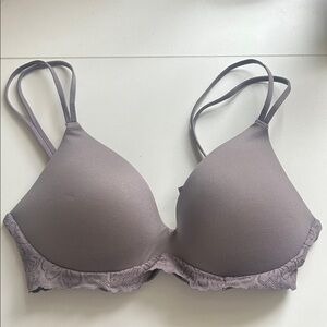 Aerie Wireless Lace Trimmed Bra in Soft Grey-Purple